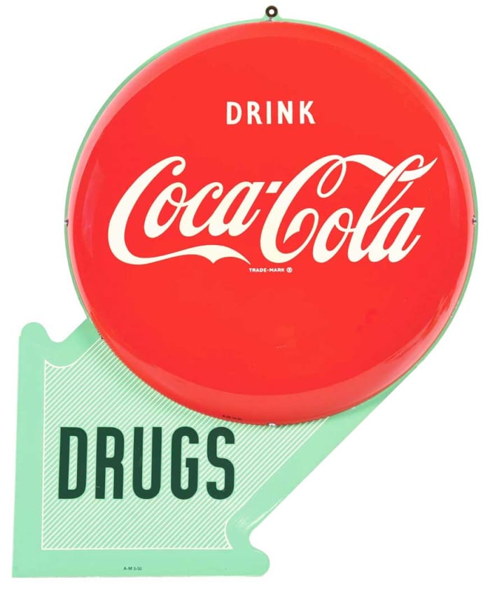 Double-side button flange Coca-Cola sign