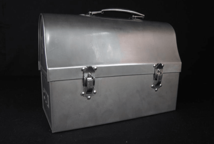 Metal dome lunch box, 1940s.