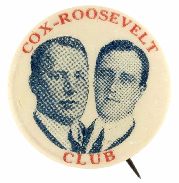 Elusive Cox/Roosevelt 1920 Presidential Button Sells for $100,000