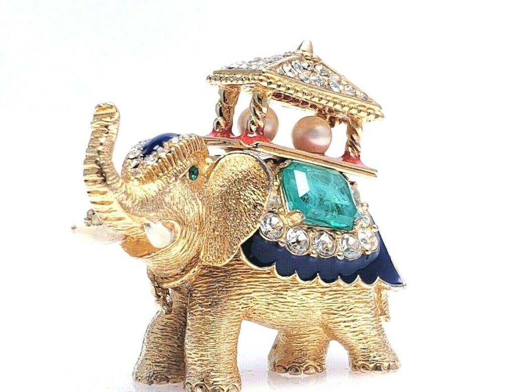 Jeweled Asian elephant brooch by Ciner