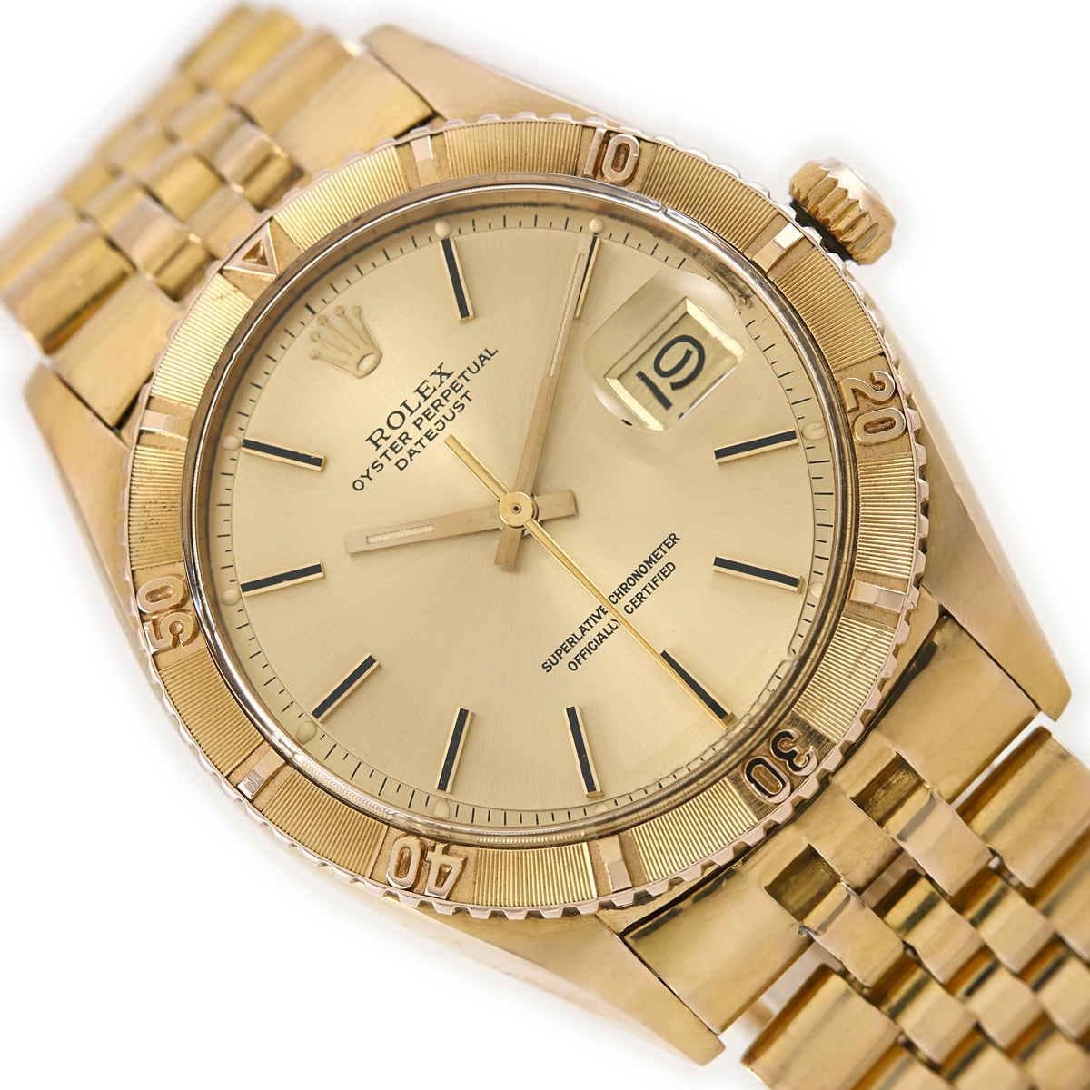 Rolex DateJust Turn O Graph Thunderbird Bezel 18ct Gold watch