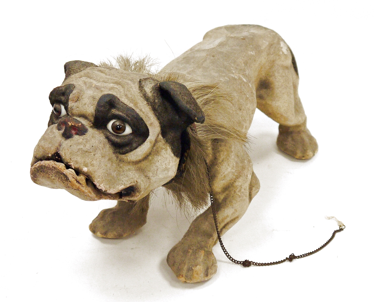 A 20th-century French papier mache growler model dog