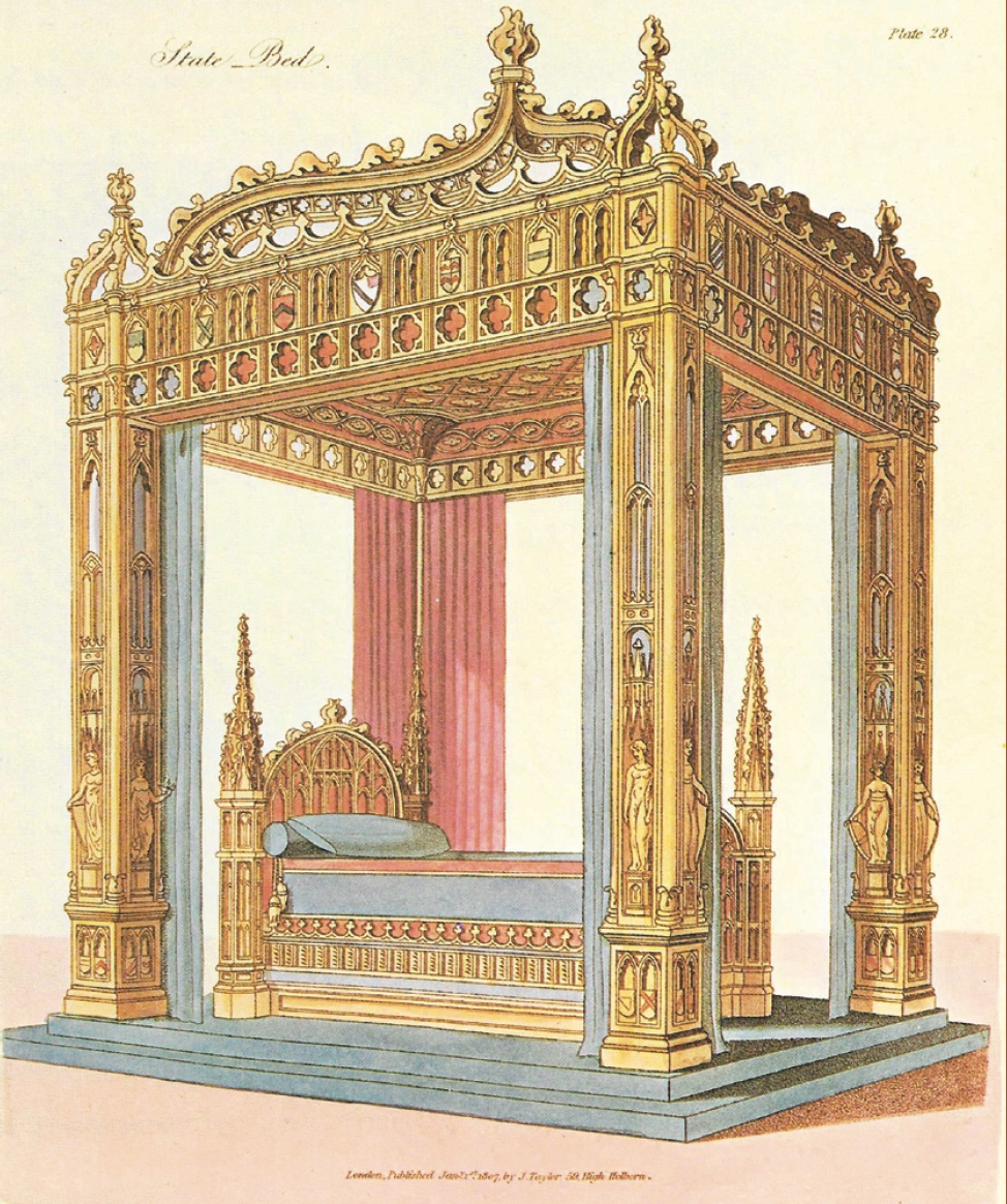 A gothic state bed taken from George Smith’s 1807 book Household Furniture