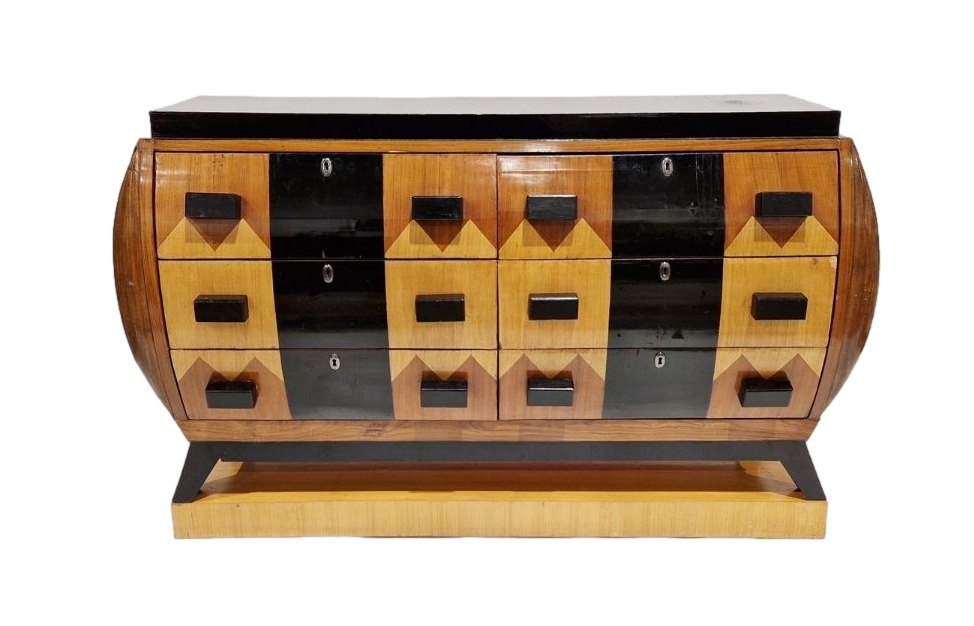 An Art Deco walnut veneered chest of drawers