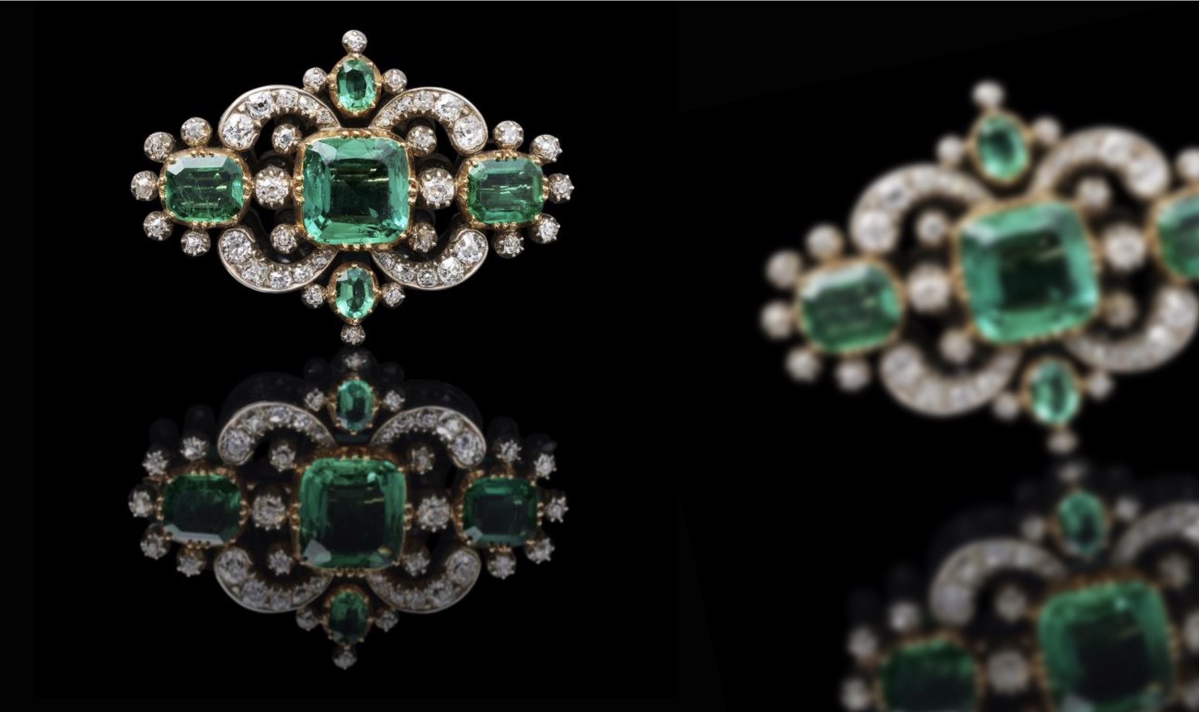 Royal Regency emerald and diamond brooch in sale – Antique Collecting