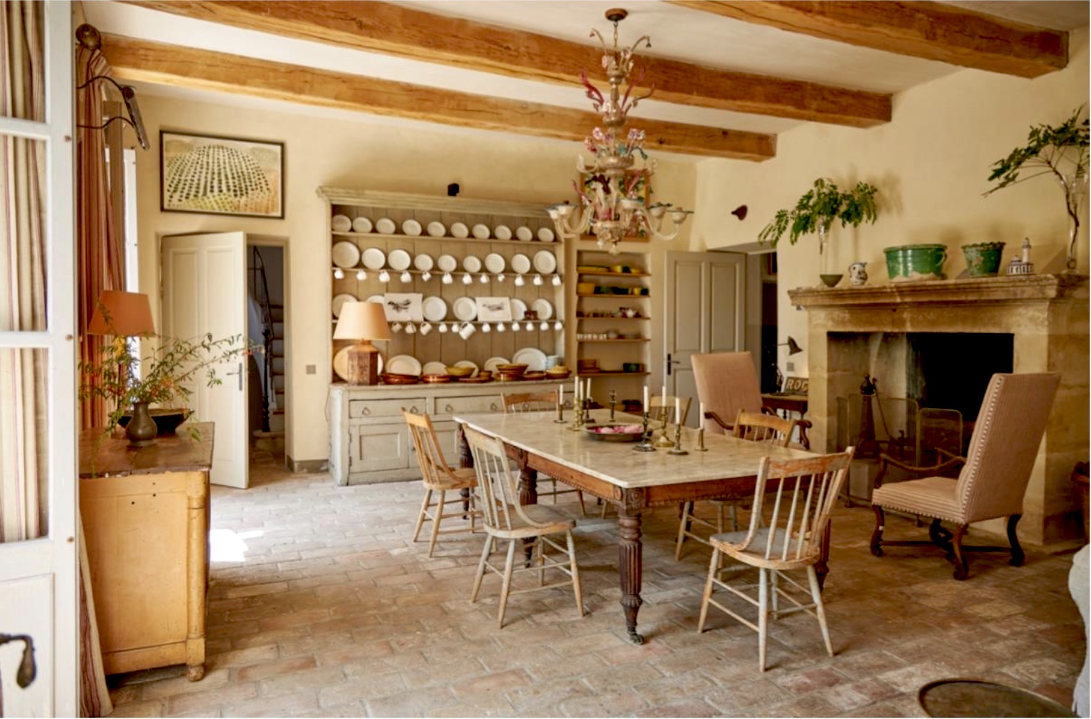 The kitchen at Robert Kime's home in Provence, 'La Gonette'
