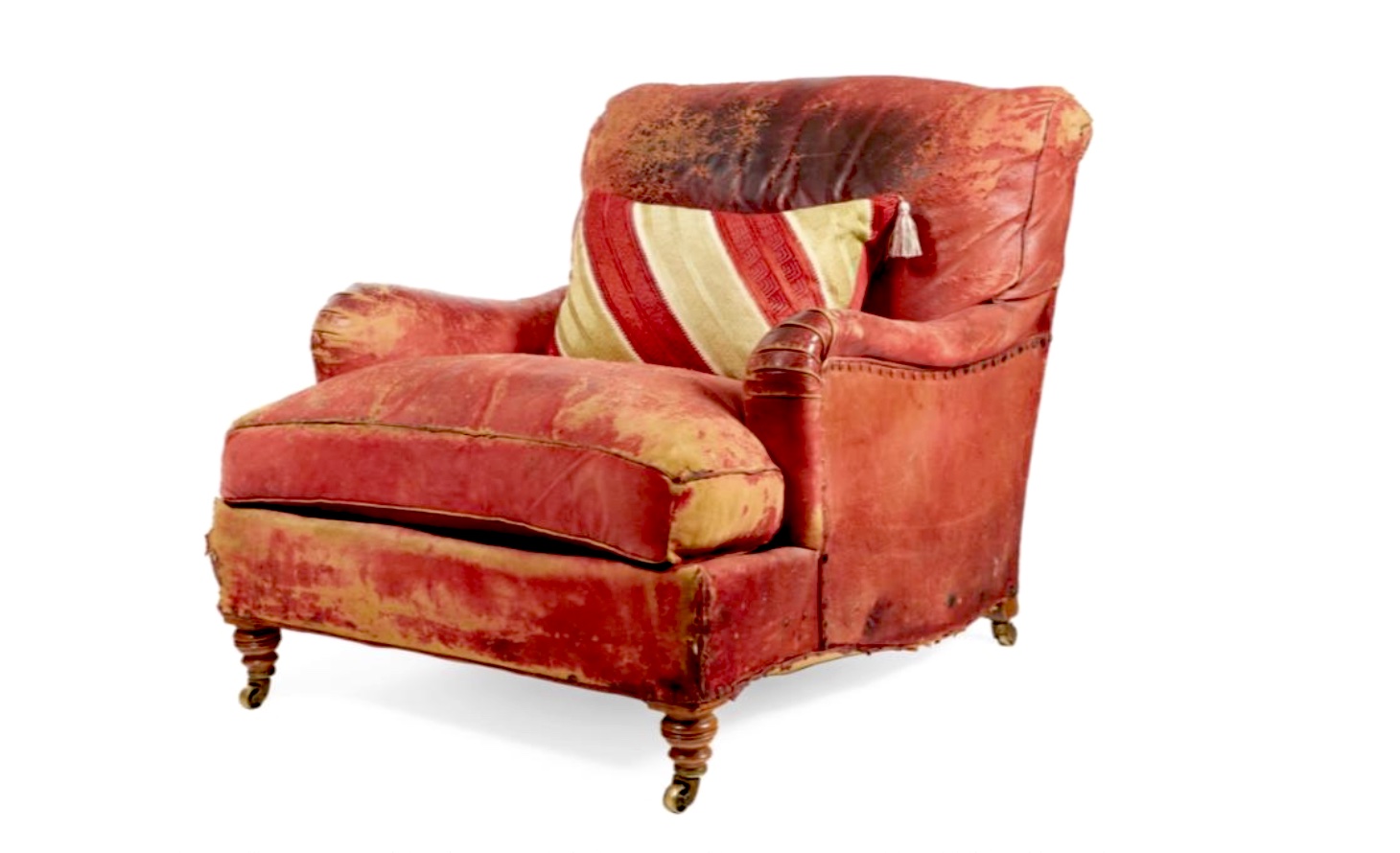 A late 19th-century red leather armchair by Howard & Son