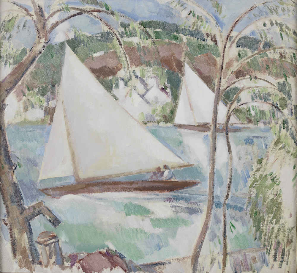 Yachts, oil on canvas (1927), by John Duncan Fergusson RBA