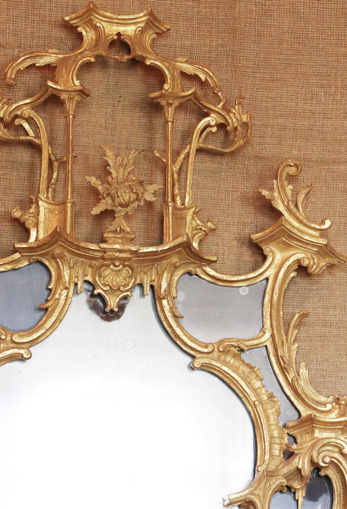 An Irish giltwood mirror in the manner of Thomas Chippendale