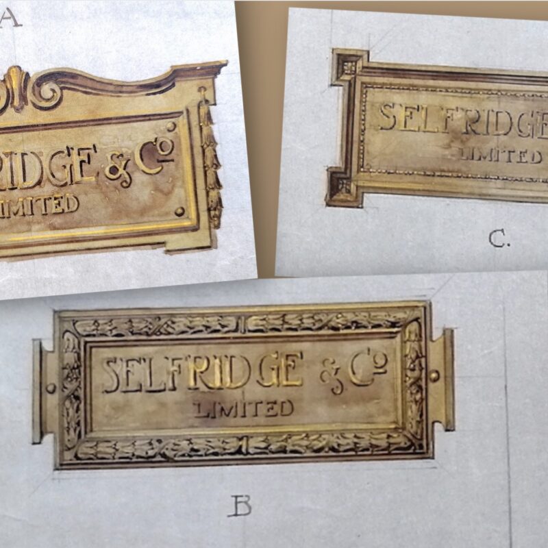 Selfridges plaque design proposal for sale Antique Collecting