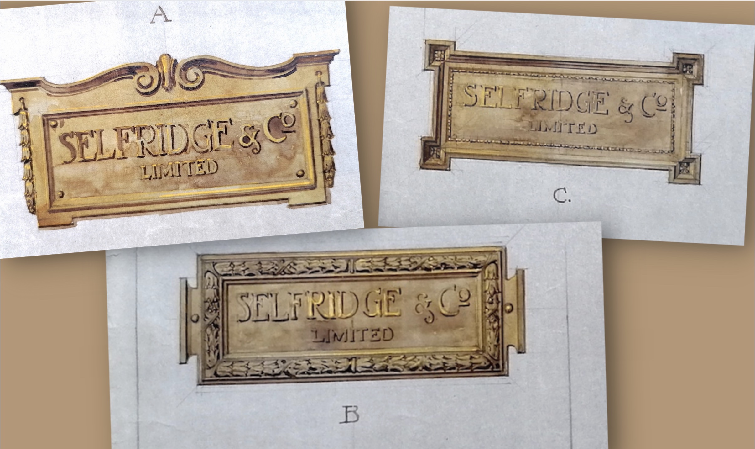 Selfridges plaque design proposal for sale – Antique Collecting