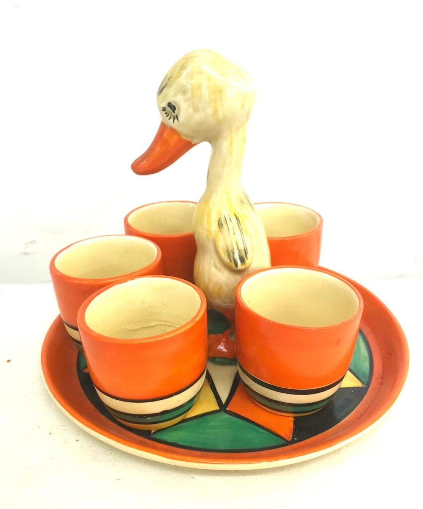 Clarice Cliff art deco pottery egg cups