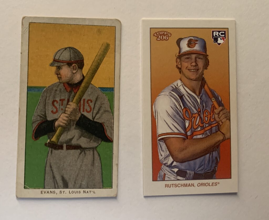 original T206 (left) and a 2023 Topps 206 (right)