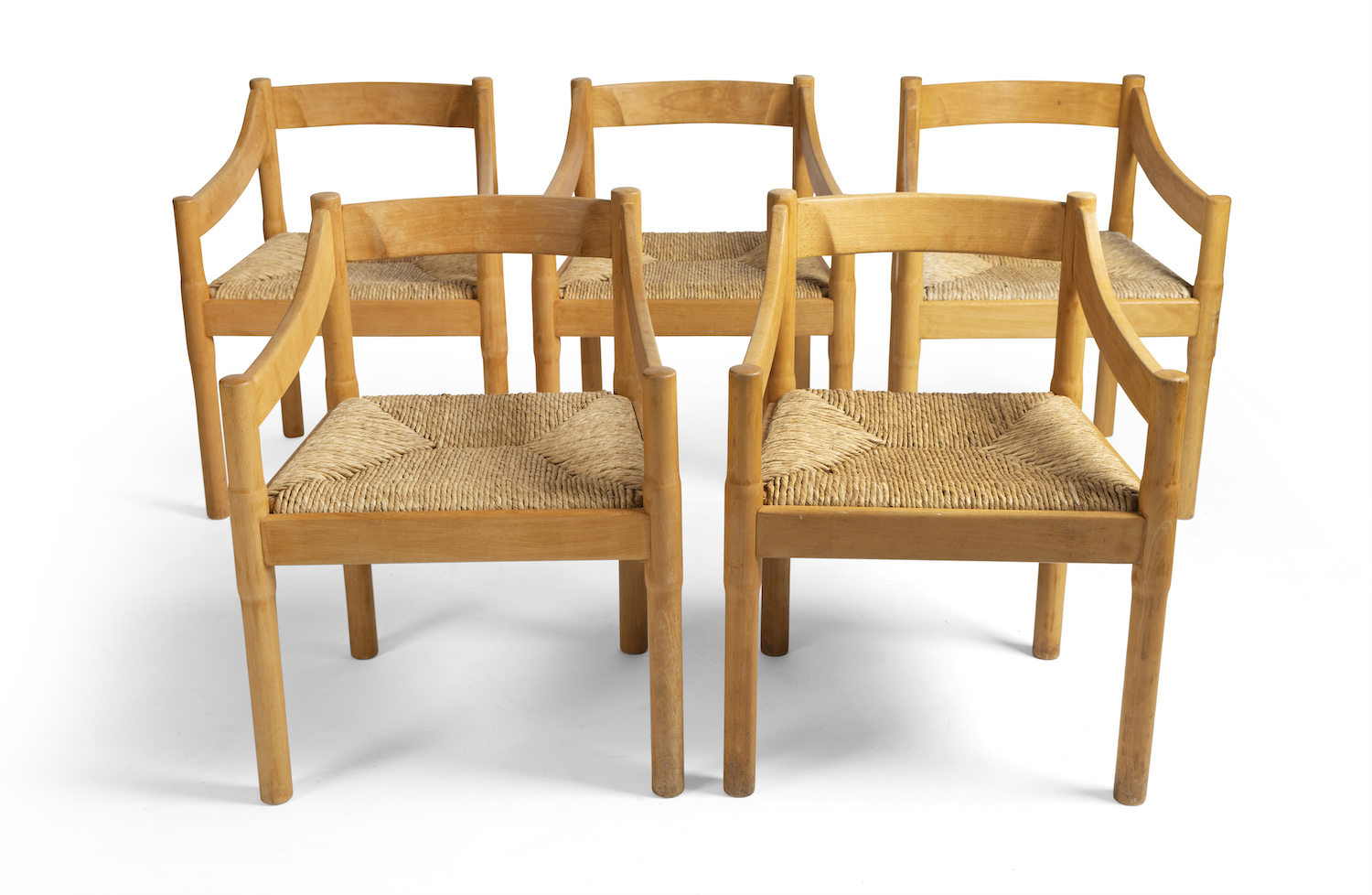 Vico Magistretti (Italian 1920-2006) Set of Five 'Carimate' Chairs 