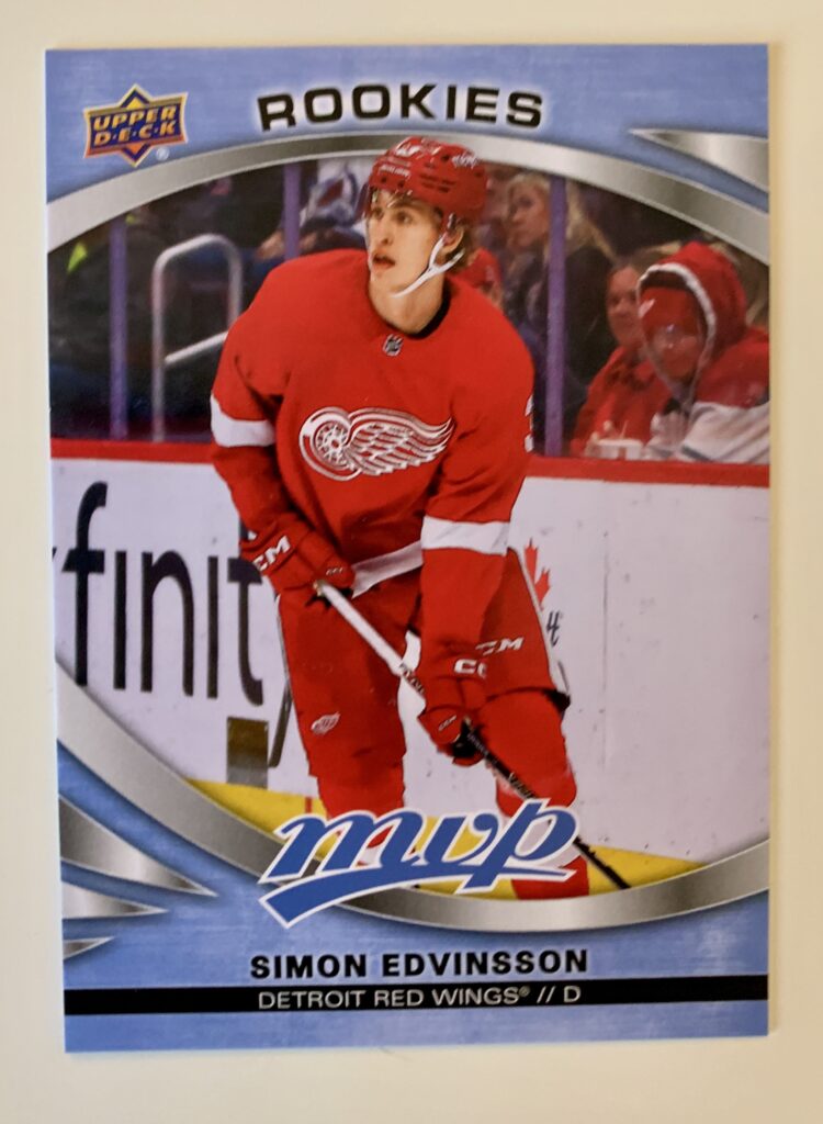 2023–24 Upper Deck MVP hockey card Simon Edvinsson Detroit Red Wings