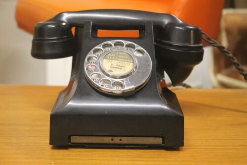 Vintage British GPO Black Bakelite Telephone retro dial phone "St Albans"