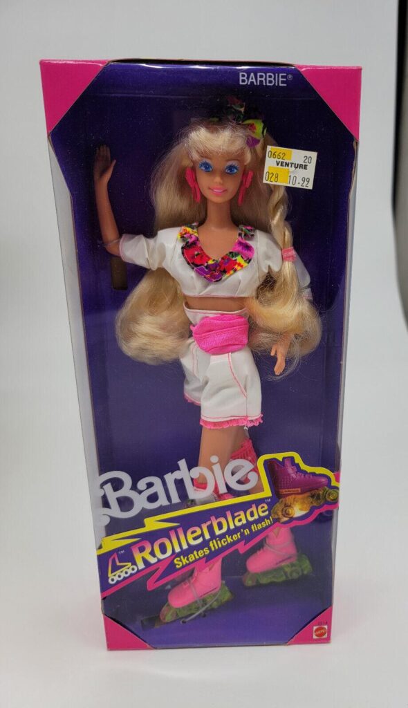Vintage 1991 NEW Barbie Doll Rollerblade Skates Flicker 'n Flash 2214 Mattel collectibles