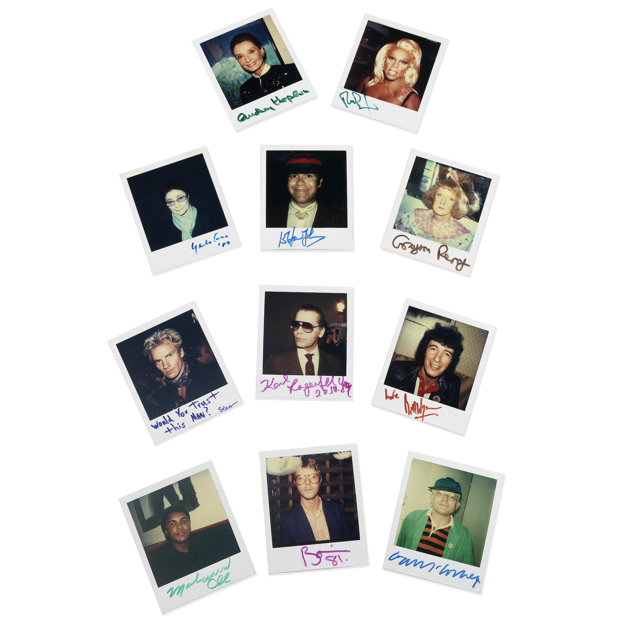 Robert Rosen A Large Group of Vintage Polaroids Taken by Rosen and Signed by Various Film, Music, TV Stars from the 1980s to 2000s