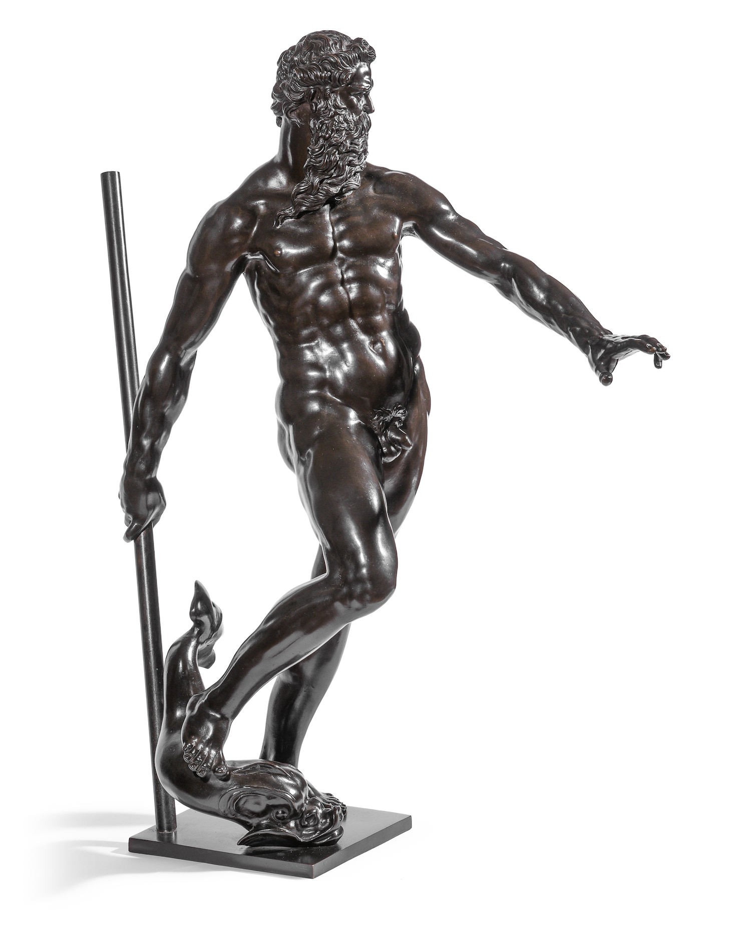 After a model by Giambologna (1529-1608) a bronze figure of Neptune