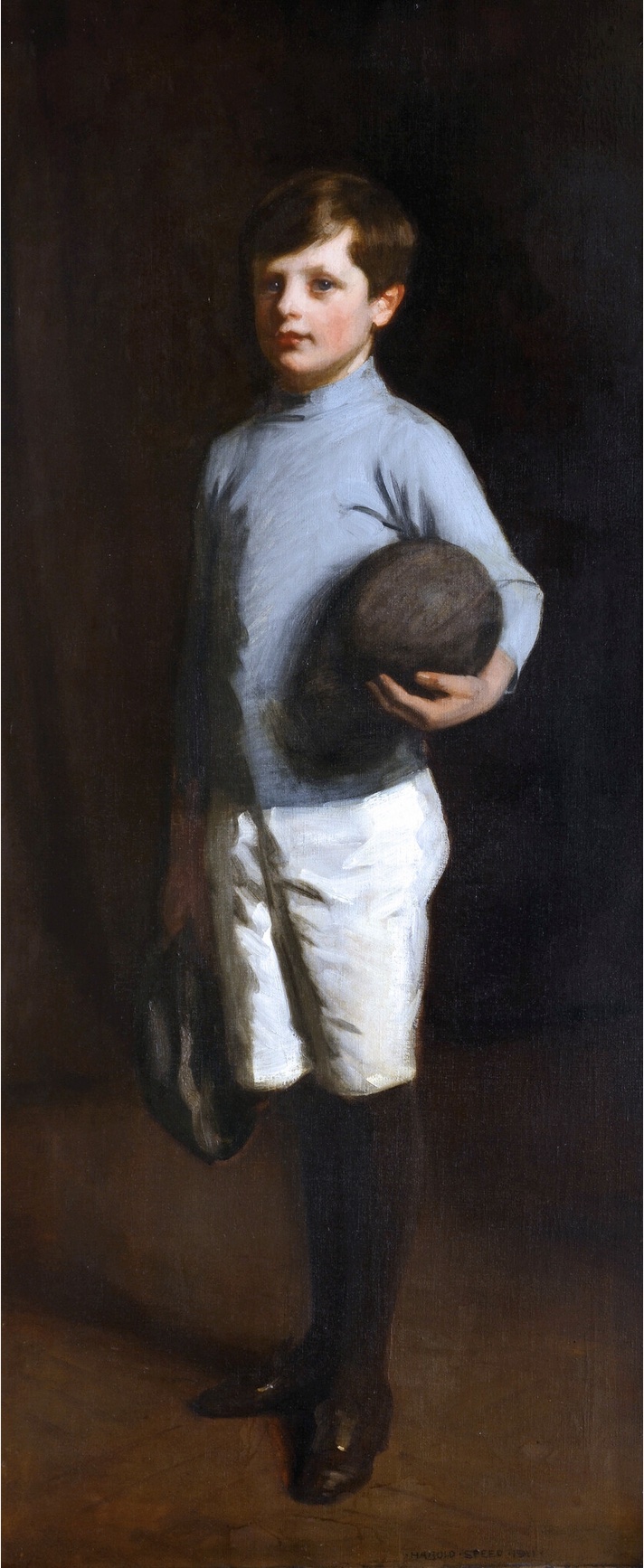 Harold Speed (British,1872-1957) Portrait of John Ellison McCartney Holding a Football