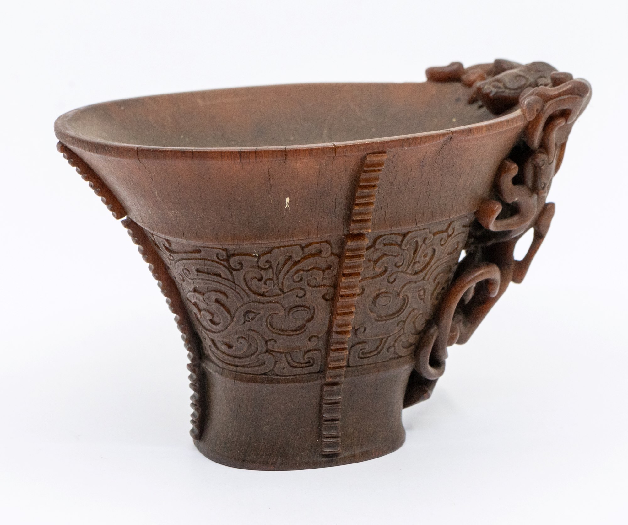 Rhinoceros horn libation cup