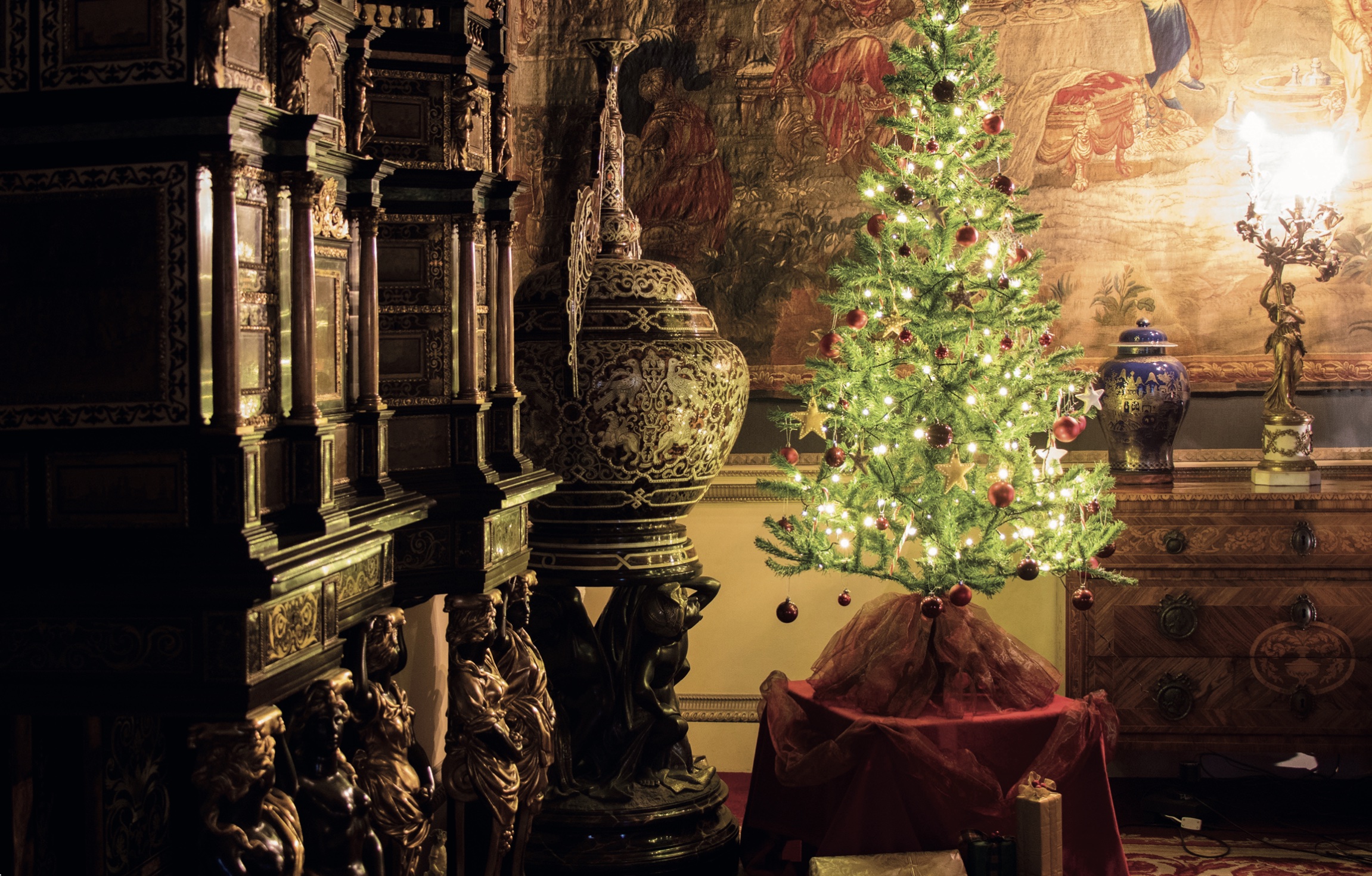 A Christmas interior in stately house