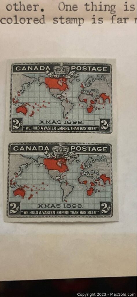 Wthe worlds first christmas stamp canada 2 cent 1898 xmas blue imperforate imperf christmas stamp 55 1