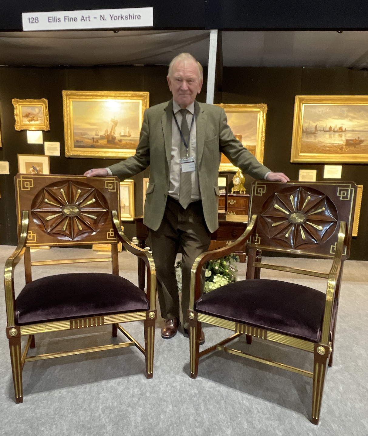 Keith Ellis of Ellis Fine Art with 19th Century Napoleonic chairs