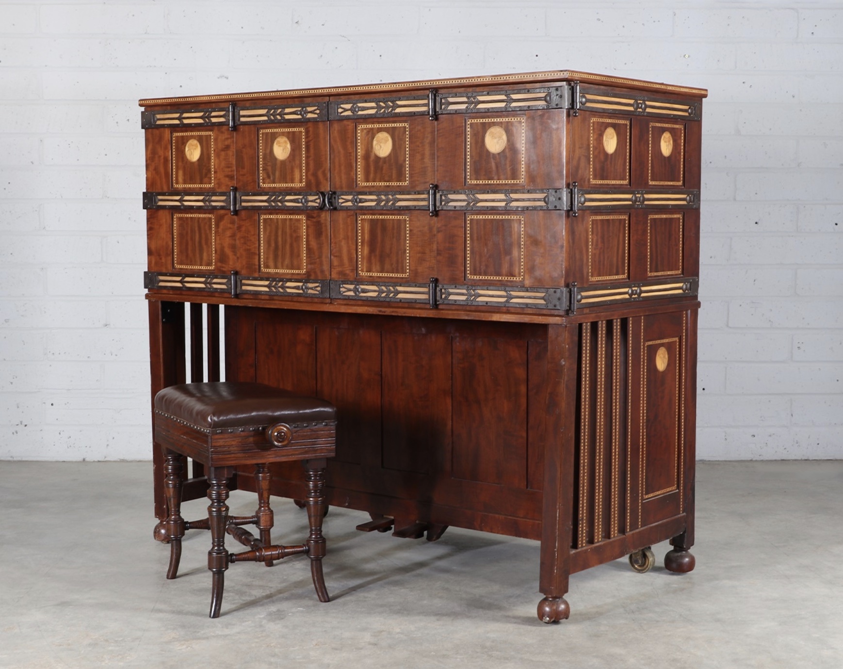 An upright Broadwood piano designed by Charles Robert Ashbee