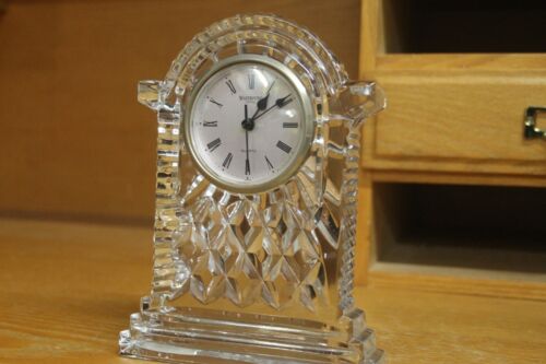WATERFORD CRYSTAL LISMORE CUT GLASS CARRIAGE CLOCK, LARGE