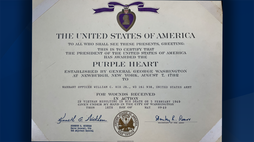 Purple heart certificate