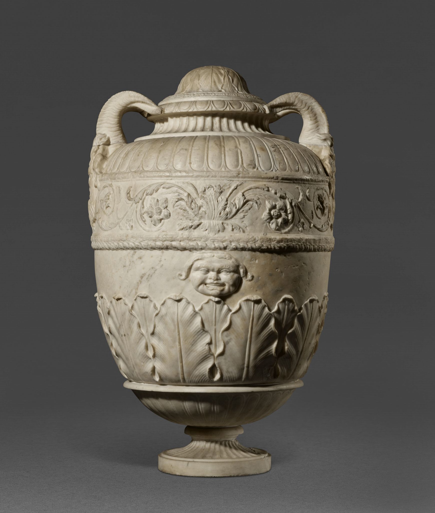 A Roman marble cinerary urn