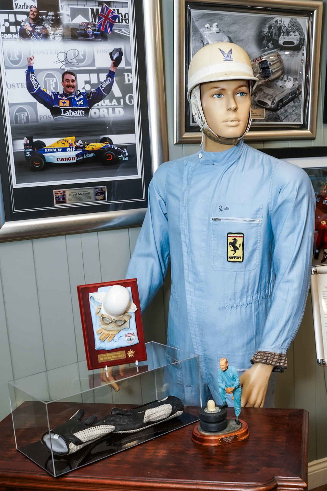 Sir Stirling Moss race suit and other items relating to the late racing driver