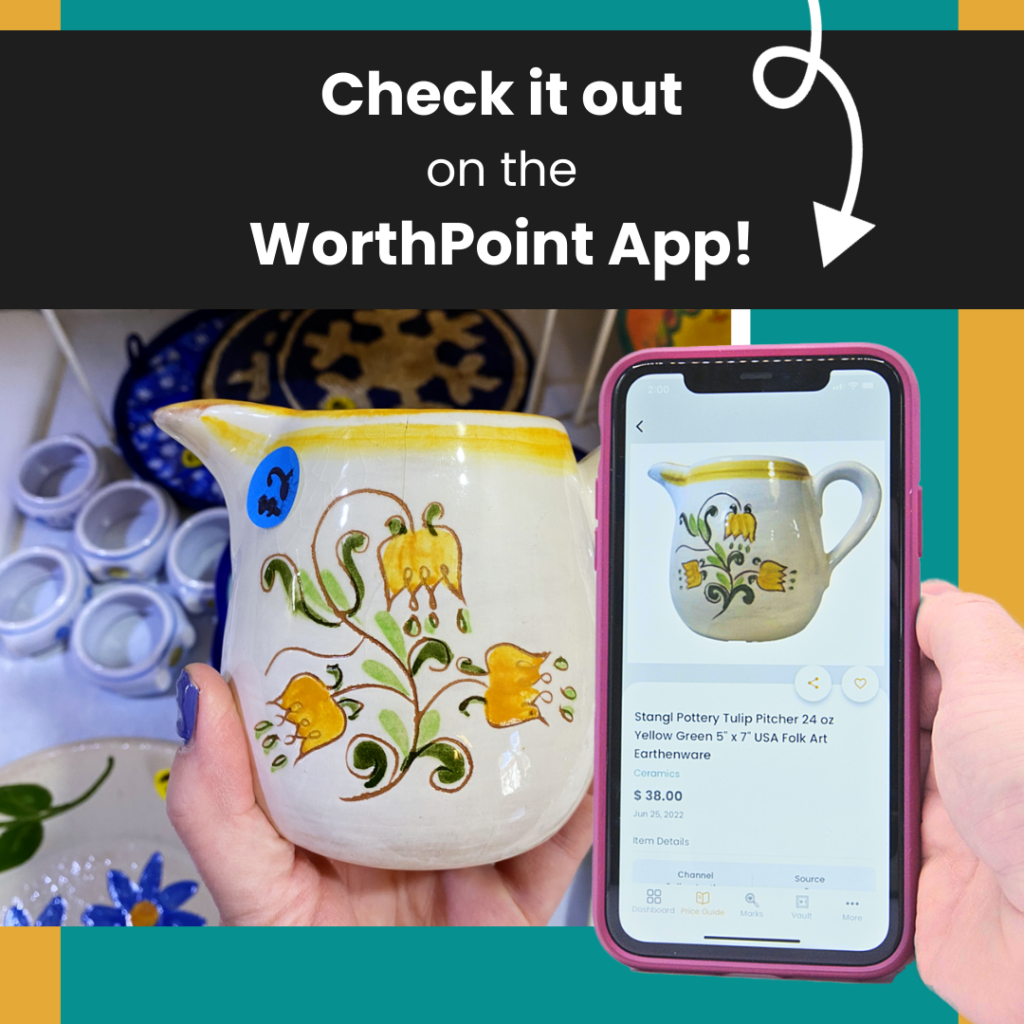 estate sale Check the WorthPoint app stangl pottery mug tulip pitcher