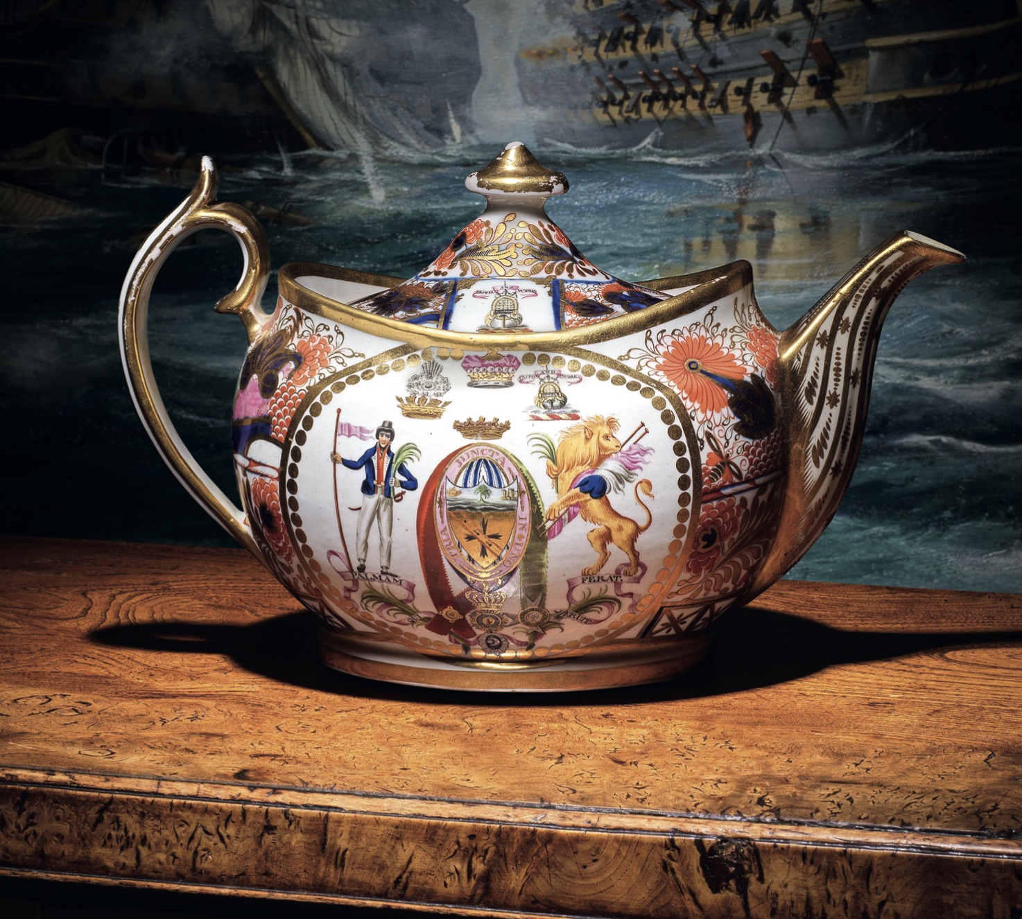 An antique ceramic teapot that belonged to Lord Horatio Nelson