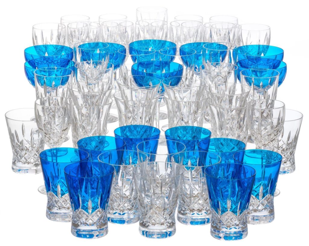 LISMORE BY WATERFORD 64 PIECE CRYSTAL STEMWARE