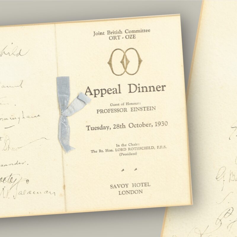 Albert Einstein signature on charity menu Antique Collecting