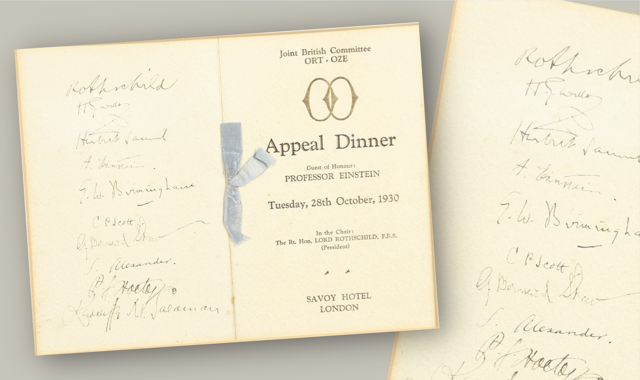 Albert Einstein signature on charity menu – Antique Collecting