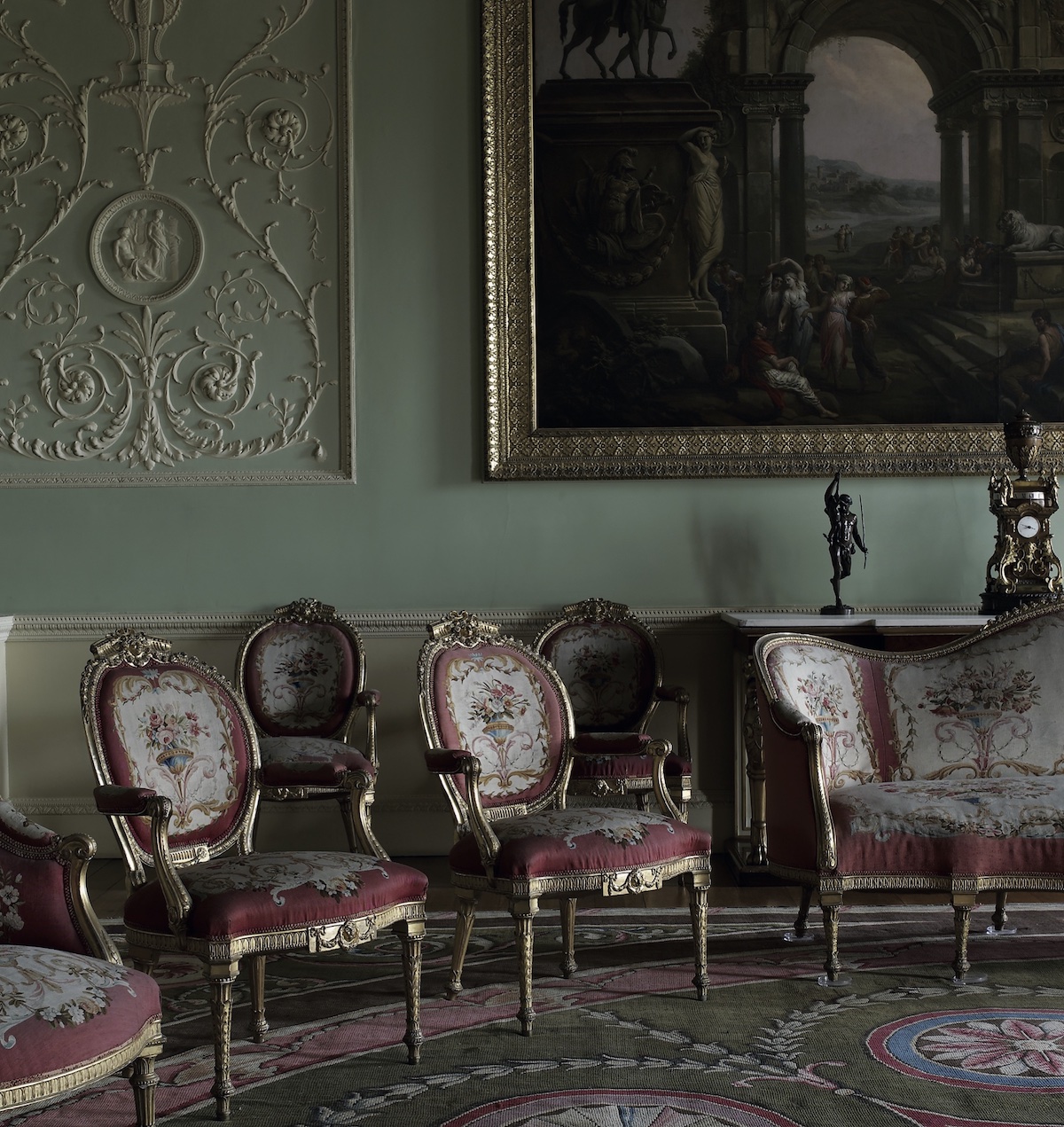 A collection of Georgian chairs at Harewood House in Leeds