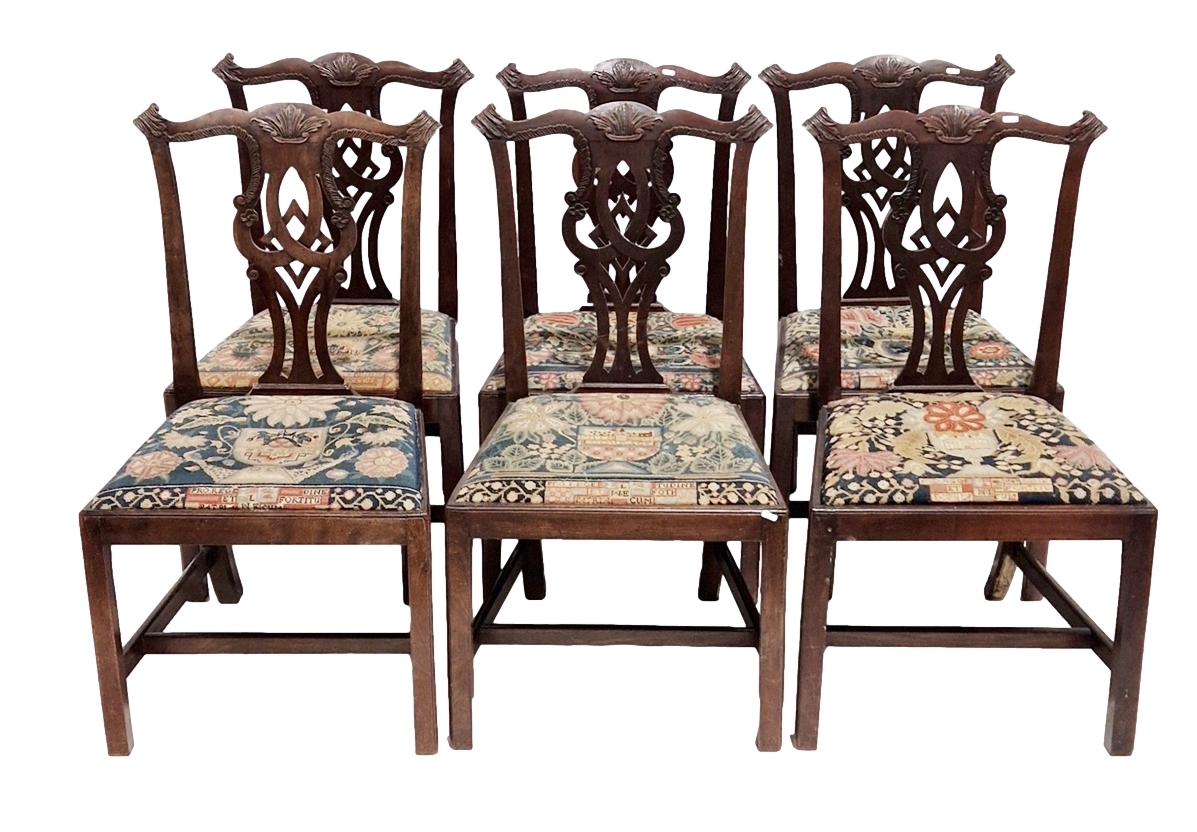 A set of six Chippendale style chairs