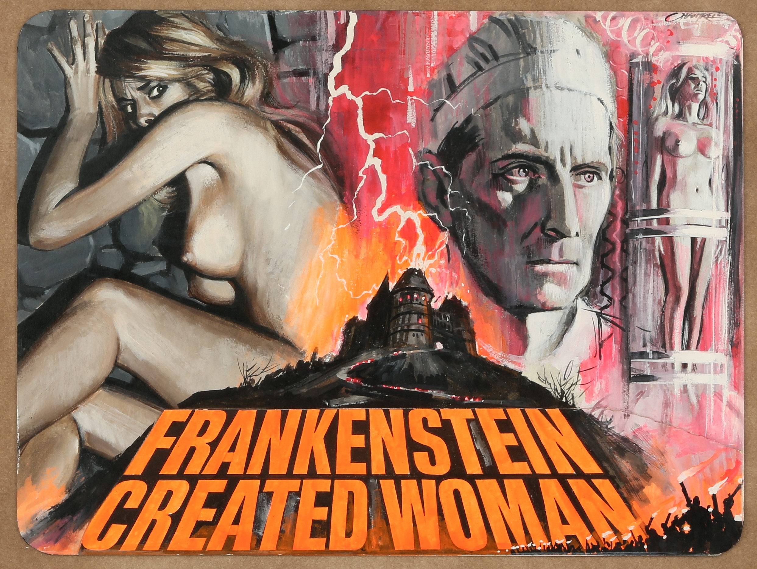 Tom Chantrell’s artwork for the 1967 Hammer Horror 'Frankenstein Created Woman'