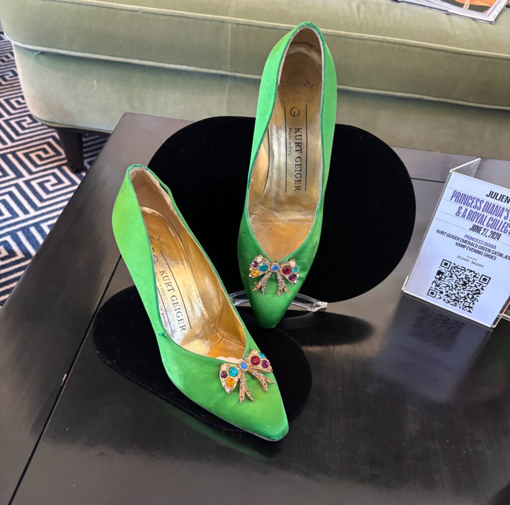 Kurt Geiger emerald green satin shoes Princess Diana