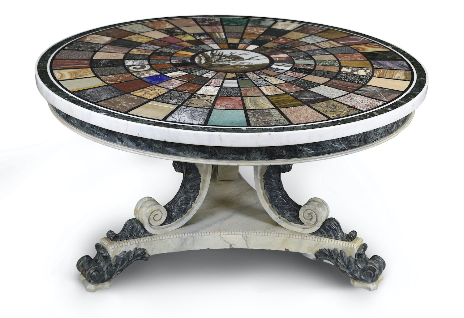 An Italian specimen marble and micromosaic table