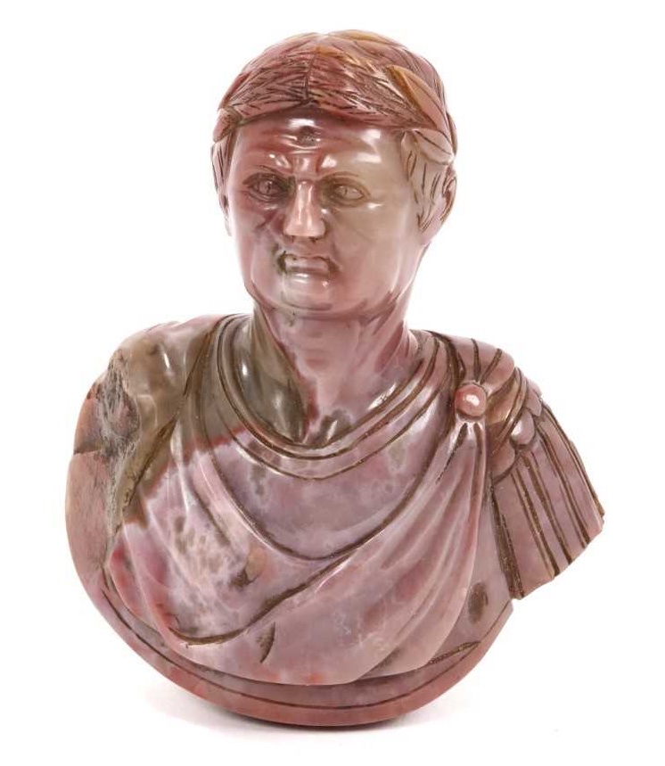 A carved onyx or chalcedony figure of Emperor Trajan