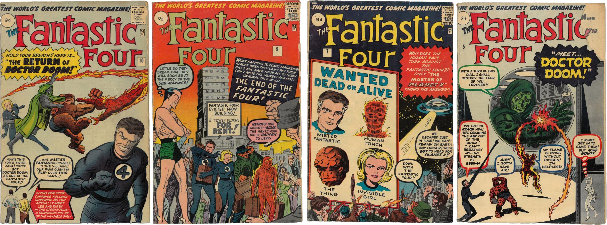 Vintage copies of the 'Fantastic Four' comics