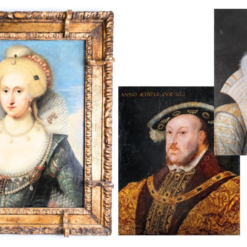 Portrait of Queen Anne of Denmark crowns sale Antique