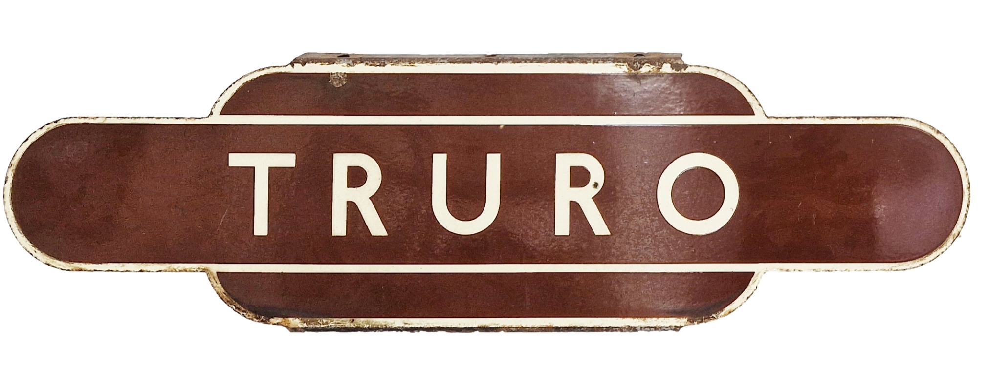 A vintage enamel railway sign for Truro