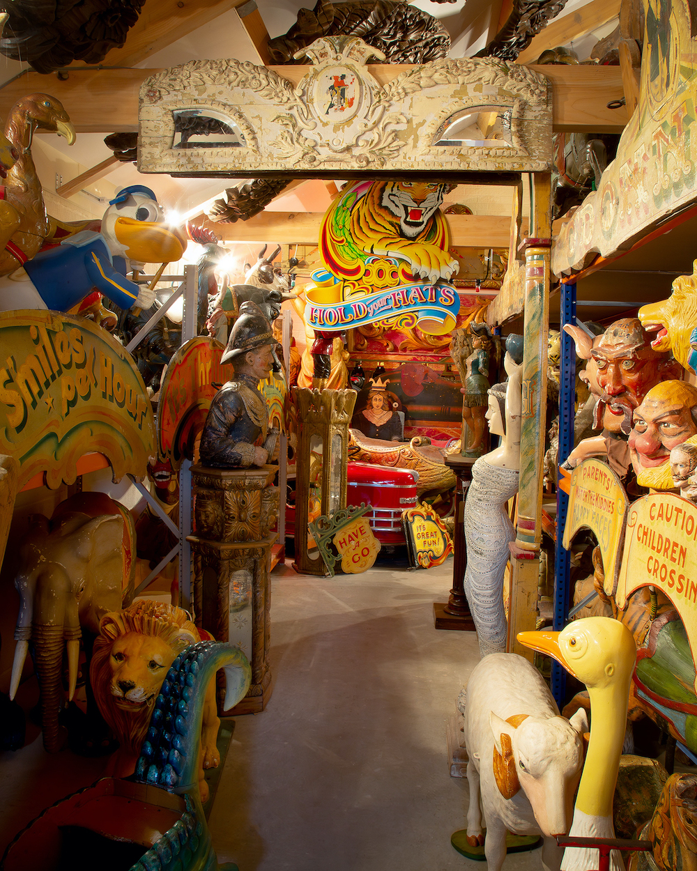 A collection of fairground art and memorabilia