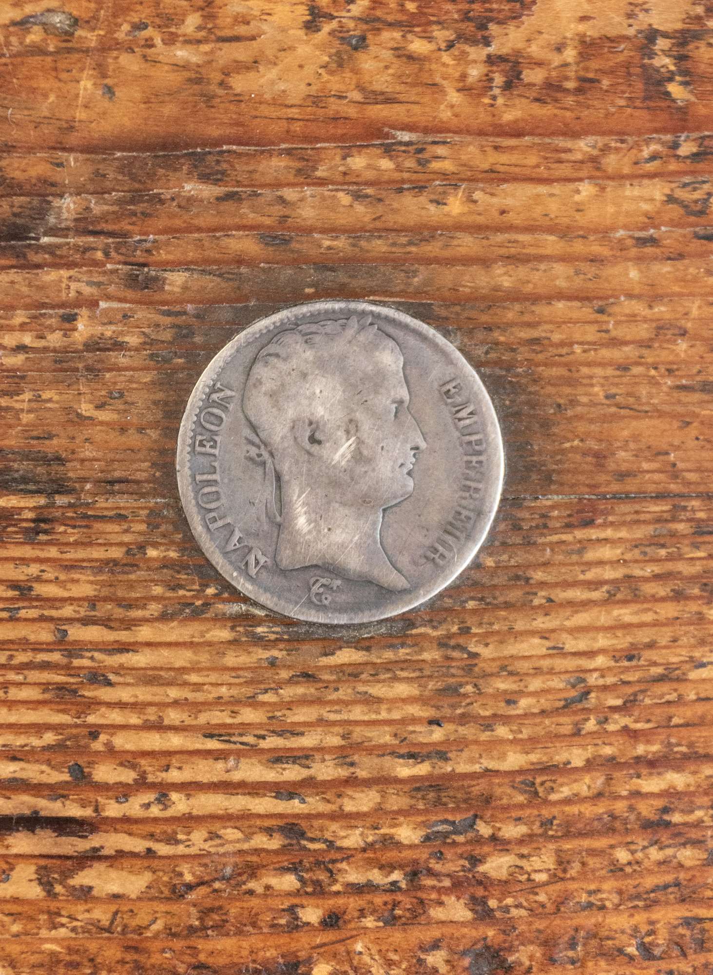 A French coin given by Napoleon Bonaparte to E.Sones during his surrender in 1815