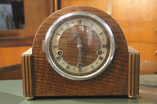 Vintage Smiths Enfield Wood Cased Westminster Chime Mantel Clock